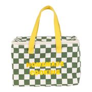 Sac isotherme en coton à carreaux kaki et jaune - Kitchfun