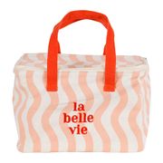 Sac isotherme en coton rayé corail et rouge - Solencia