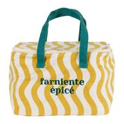 Sac isotherme en coton rayé moutarde et émeraude - Solencia