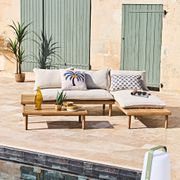 Salon de jardin en acacia 3 places avec table écru - Cirina