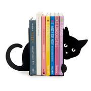 Serre-livres chat en métal noir