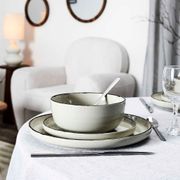 Service à vaisselle 12 pièces en grès et céramique beige