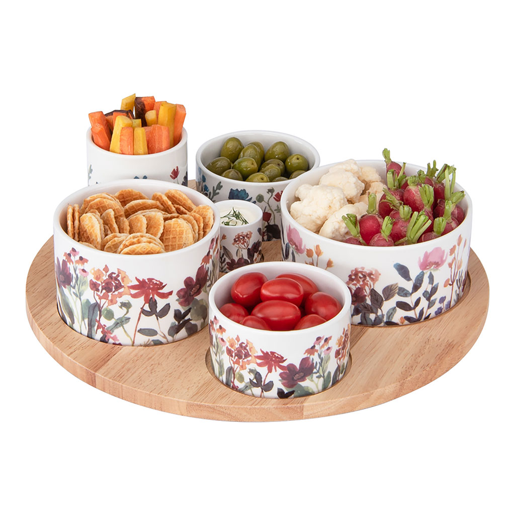 Service aperitif 6 pièces en porcelaine - Flor