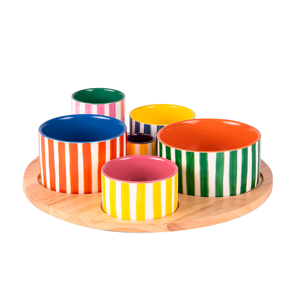 Service aperitif 6 pièces en porcelaine multicolore - Buenos Aires