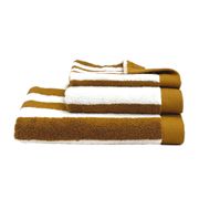 Serviette de bain en coton rayé blanc et gold 90x140cm - Santorini
