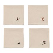 Serviettes de table x4 en coton beige 45x45cm - Chalet