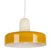 Suspension en fer jaune et écru d25cm E27 - Atelier