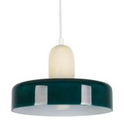 Suspension en fer vert foncé et écru d25cm E27 - Atelier