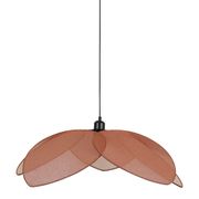 Suspension tulipe en fer et lin brun d70cm E27