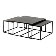 Table basse gigogne carrée (lot de 3) en fer noir - Felia