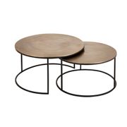 Lot de 2 table gigogne en aluminium et fer doré - Felia