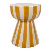 Table d'appoint ronde en grès rayé moutarde et blanc d33cm - Artist