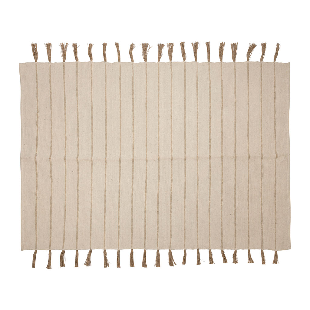 Tapis à franges en coton et jute écru 200x140cm - Kolore