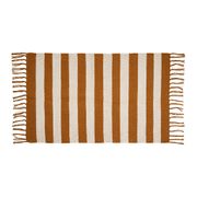 Tapis en coton rayé camel et écru 90x60cm - Kolore