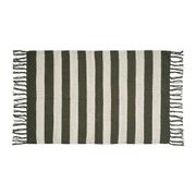 Tapis en coton rayé kaki et écru 90x60cm - Kolore
