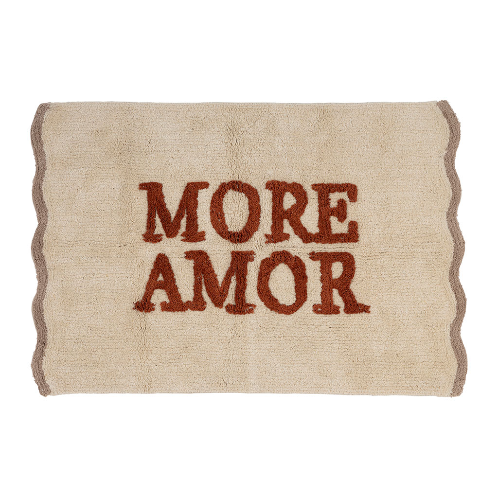 Tapis More amor en coton terracotta 90x60cm - Nomadea