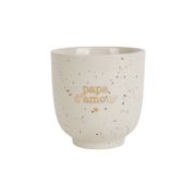 Tasse à café "papa d'amour" en grès moucheté blanc et doré 15cl - Bonheur étoilé