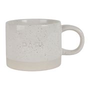 Tasse à thé papi en grès écru moucheté 30cl - Famille