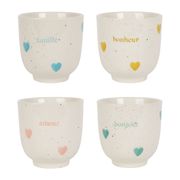 Tasses à café x4 en grès multicolore moucheté 15cl - Famille