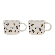 Tasses à thé x2 en grès léopard brun et noir 30cl - Mini fauve