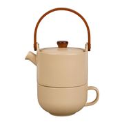 Théière solitaire en grès beige mat moucheté 40cl - Klosen