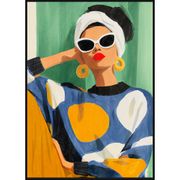 Toile imprimée encadrée portrait rétro chic en pin 63x83cm