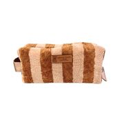 Trousse nomade en tissu rayé marron et taupe taille S - Playa