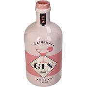 Vase bouteille de gin en grès rose h21cm