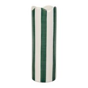 Vase cylindre en grès rayé kaki et blanc h24cm - Artist