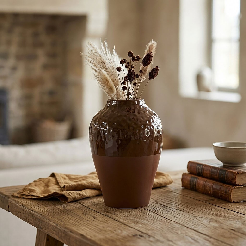 Vase en grès marron h25cm - Castano