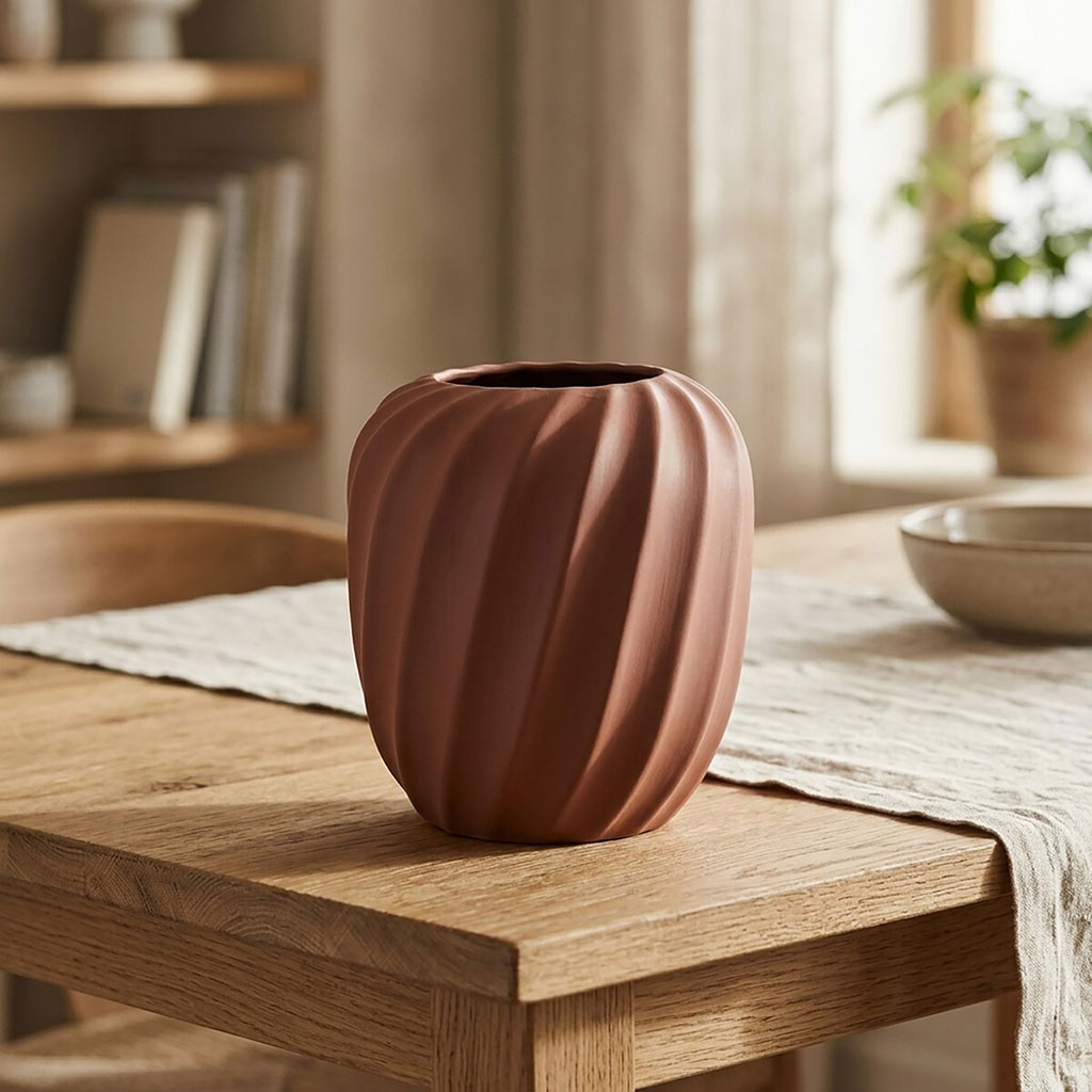 Vase en grès marron mate h19cm - Windy