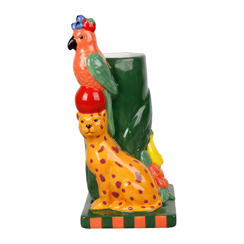 Vase panthère en dolomite multicolore h25cm - Jungle pop