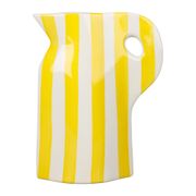 Vase pichet en grès rayé jaune et blanc h24cm - Artist