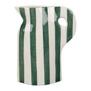 Vase pichet en grès rayé kaki et blanc h24cm - Artist