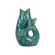 Vase poisson en grès émeraude h19.5cm - mer