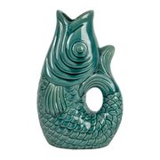 Vase poisson en grès émeraude h30.5cm - mer