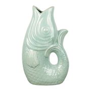 Vase poisson en grès vert d'eau h40cm - Mer