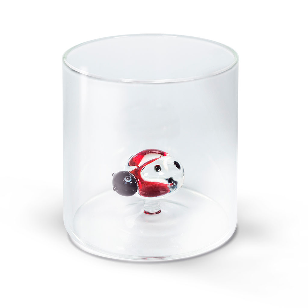 Verre à eau coccinelle rouge en verre borosilicate 25cl